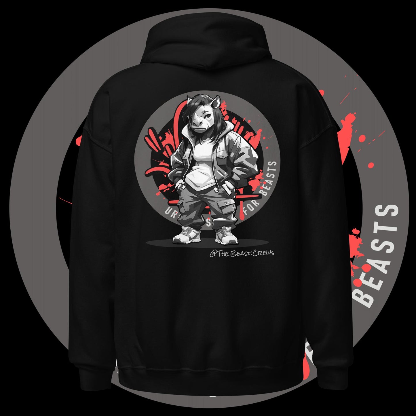 Rhino Queen Grayscale - Unisex Hoodie