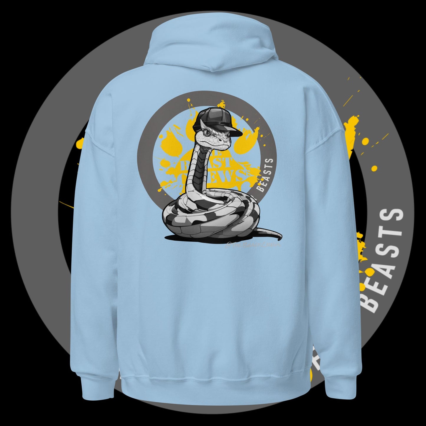 Unisex Hoodie - Horned Viper Grayscale