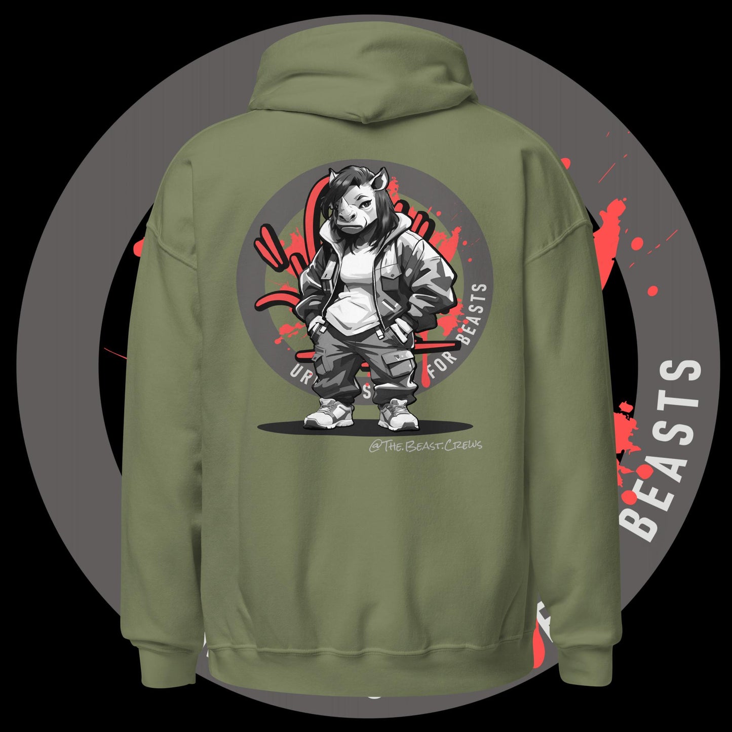 Rhino Queen Grayscale - Unisex Hoodie