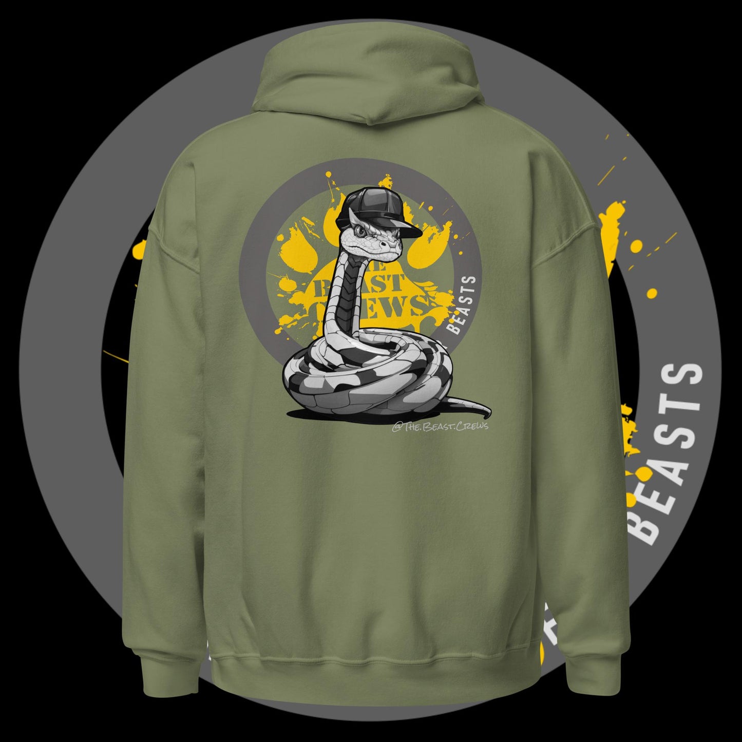 Unisex Hoodie - Horned Viper Grayscale