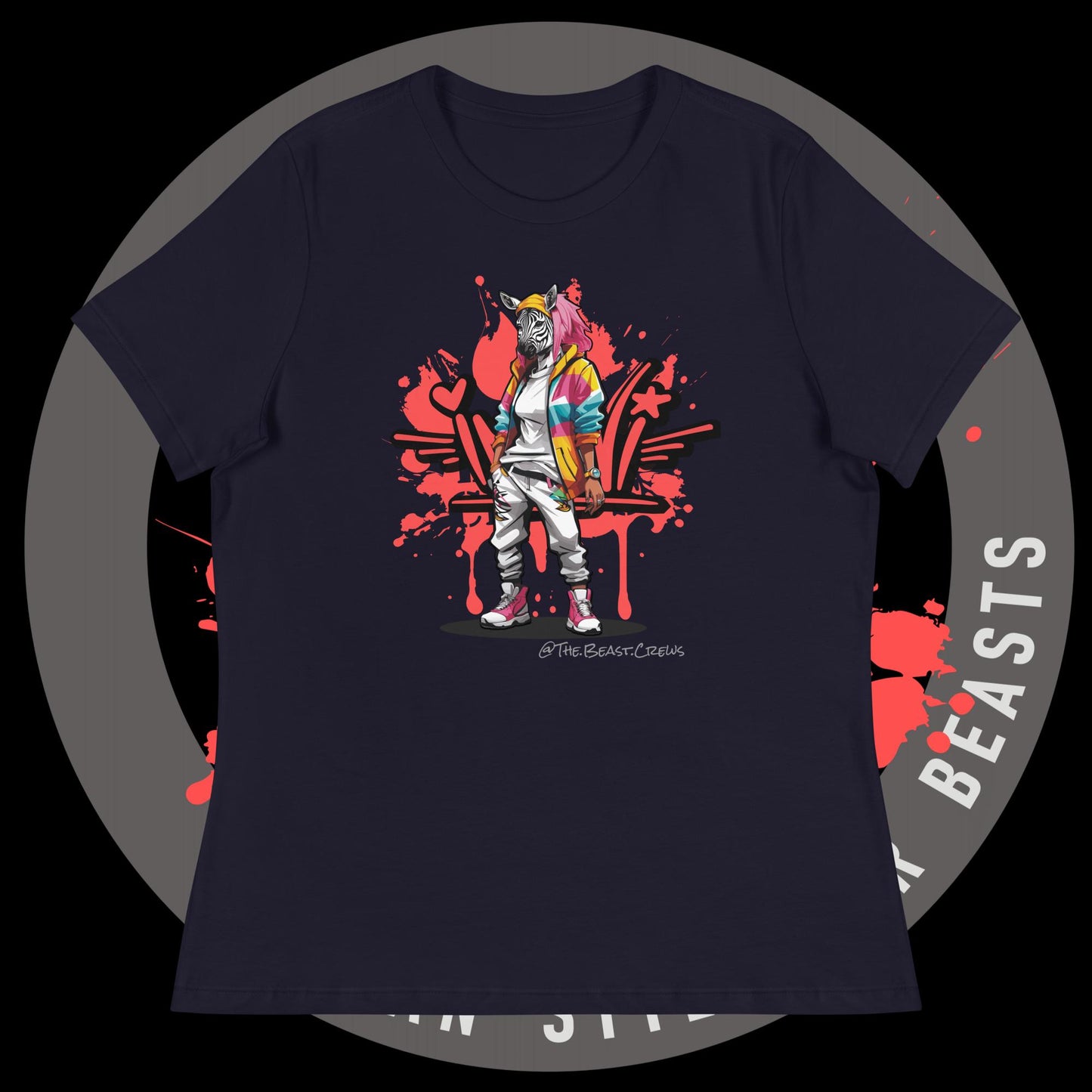 Zebra Queen Full Color - Women's Relaxed T-Shirt